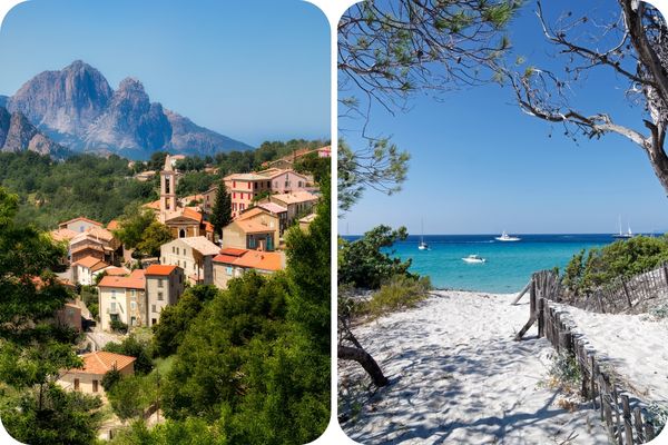 Village corse et plage de sable blanc Saleccia
